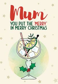 Mum Gin Merry Christmas Card