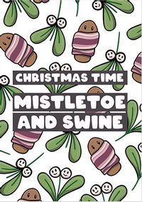 Tap to view Mistletoe and Swine Christmas Card