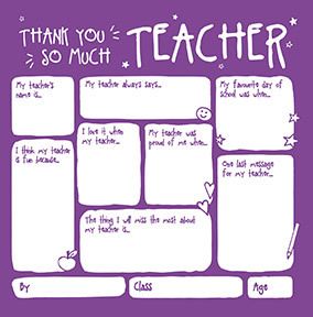 Thank You So Much Teacher Prompts Card