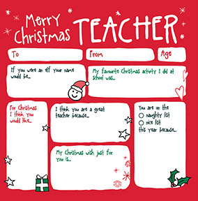 Merry Christmas Teacher Card