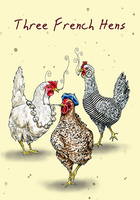 French Hens Christmas Card