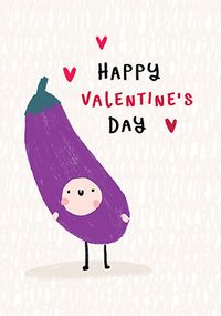 Cute Aubergine Valentine's Day Card