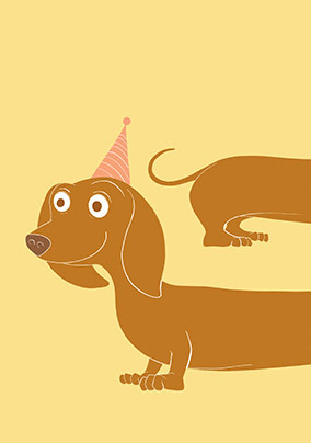 Sausage Dog Party Hat Birthday Card