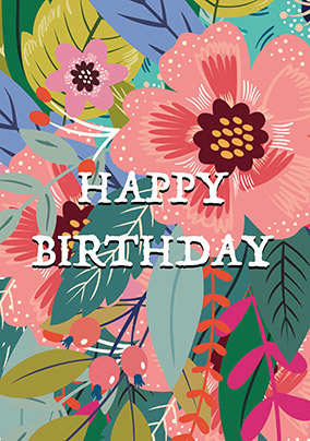 Floral Pattern Birthday Card