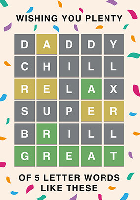 5 Letter Words Father's Day Card