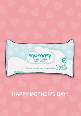Mummy Baby Wipes Pink Mother's Day Card