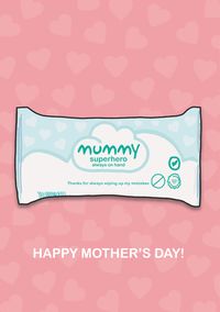 Mummy Baby Wipes Pink Mother's Day Card