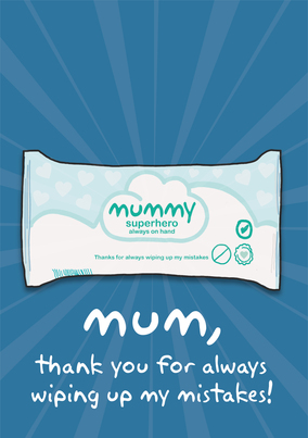 Mummy Baby Wipes Blue Mother's Day Card