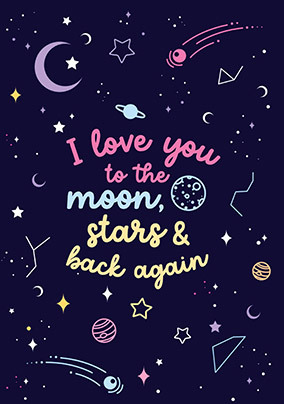Moon and Stars Valentine's Day Card | Funky Pigeon