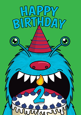 Monster Cake 2ND Birthday Card