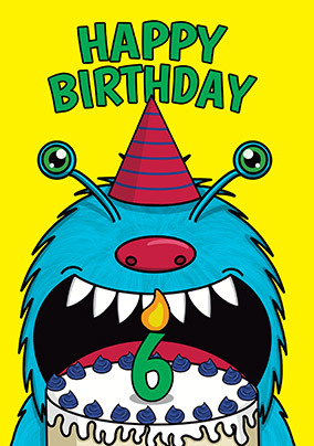 Monster Cake 6TH Birthday Card