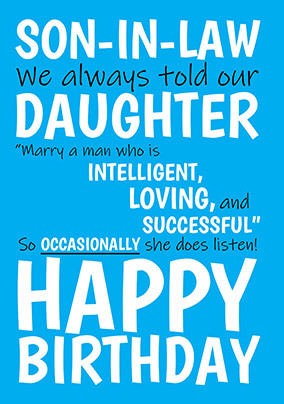 Intelligent Son-In-Law Birthday Card