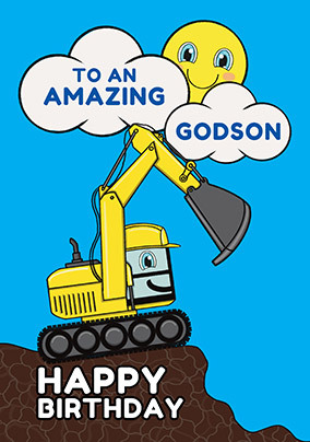 Fantastic Godson Digger Birthday Card