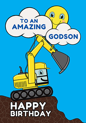 Fantastic Godson Digger Birthday Card