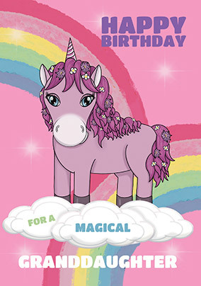 Granddaughter Unicorn Birthday Card