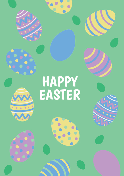 Painted Eggs Grass Easter Card