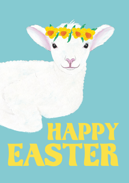 White Lamb Easter Card