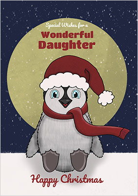 Daughter Cute Penguin Christmas Card