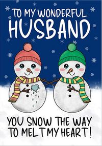Snow People Wonderful Husband Christmas Card
