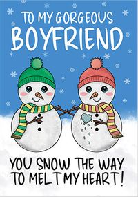 Snow people Wonderful Boyfriend Christmas Card