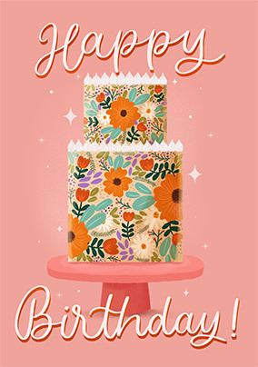 Floral Birthday Cake Card