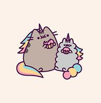 Pusheen - Rainbow Tails and Cupcakes Birthday Card