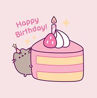 Pusheen - Slice of Cake Birthday Card