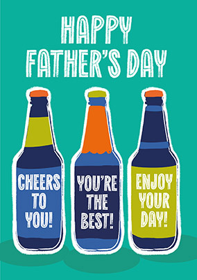 Blue Beer Bottles Father' Day Card