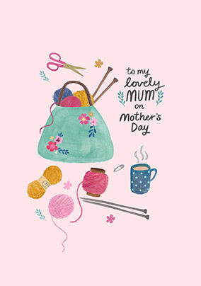 Mum Knitting Mothers Day Card