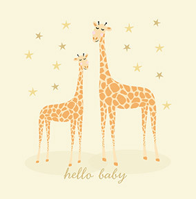 Giraffe Hello Baby Card