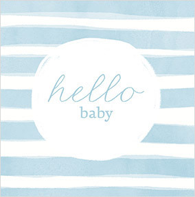 Blue Watercolour Stripes New Baby Card