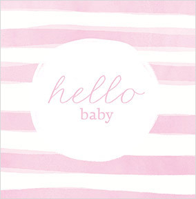 Watercolour Pink Stripes New Baby Card