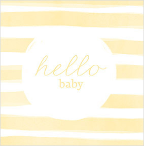 Watercolour Yellow Stripes New Baby Card