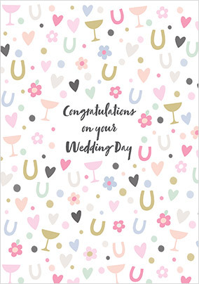 Wedding Patterns Confetti Icons  Card