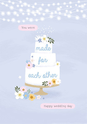 Painted Wedding Floral Cake  Card