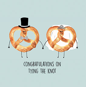 Pretzels Tying the Knot  Wedding Card