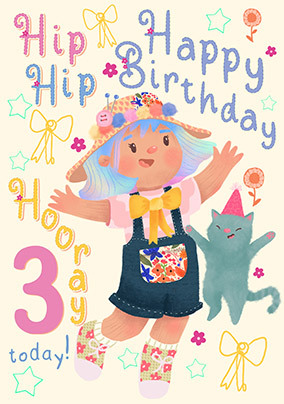 Dolly Daydream - 3 Today Birthday Card