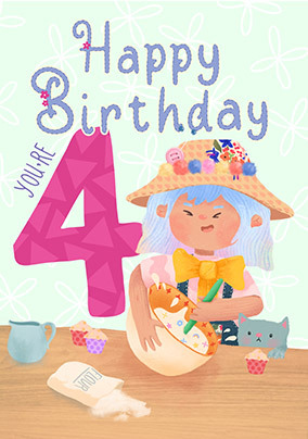 Dolly Daydream - 4 Today Birthday Card