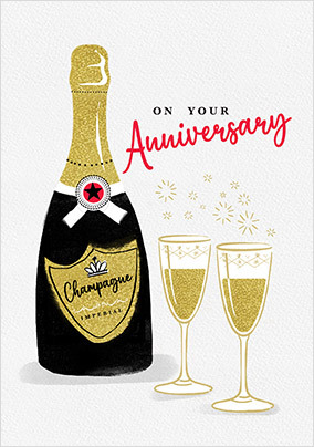 Champagne And Glasses Anniversary Card
