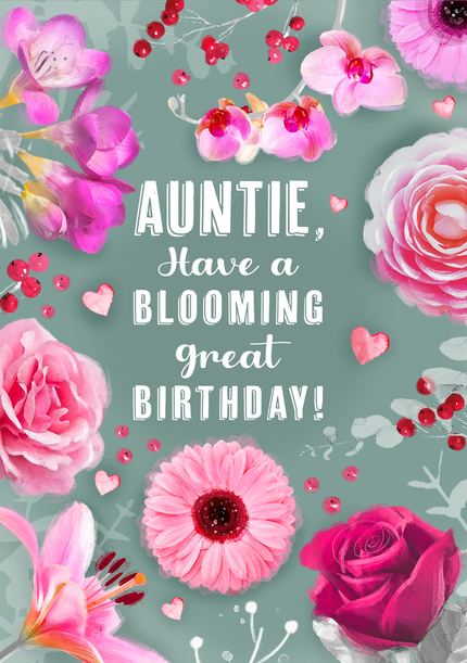 Auntie Blooming Great Birthday Card | Funky Pigeon