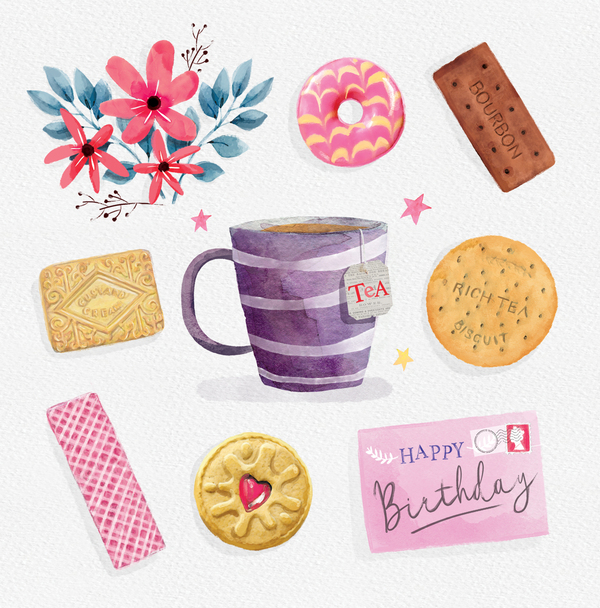Tea and Biscuits Birthday Card
