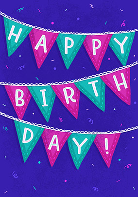 Bunting Happy Birthday Card