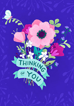 Thinking of You Pink Flowers Card