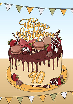 90TH Birthday Gateau Card