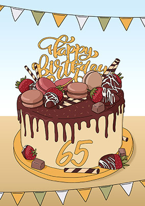 65TH Birthday Gateau Card