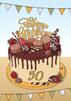 Cake 50th Birthday Card