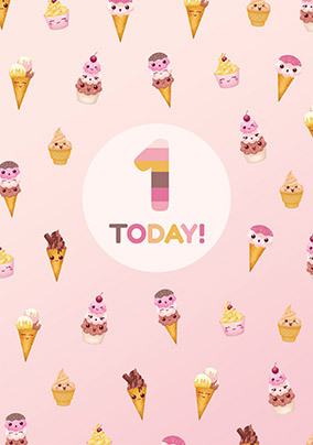 1 Today Ice Cream And Cupcakes Birthday Card