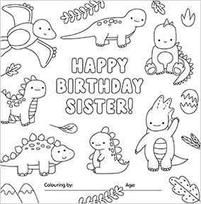 Sister Dinosaur Birthday Card
