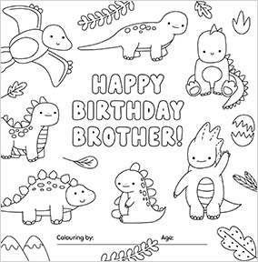 Happy Birthday Brother Colour in Card