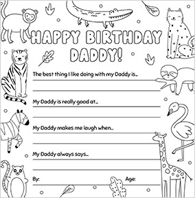 Happy Birthday Daddy Colour in Card